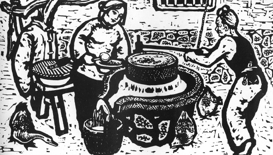 版画《细水长流》